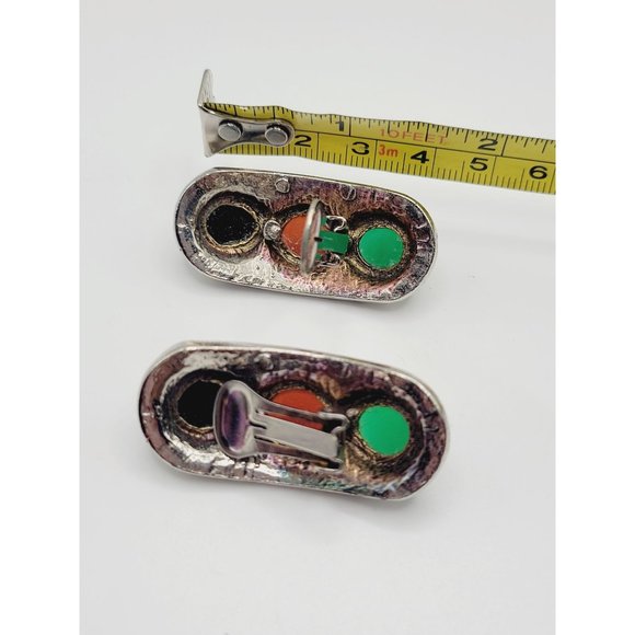 Vintage Tibetan Style 80's Glass Earrings (A354) - Picture 3 of 3